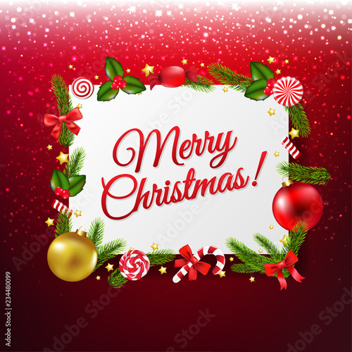 Xmas Banner With Red Glitter background