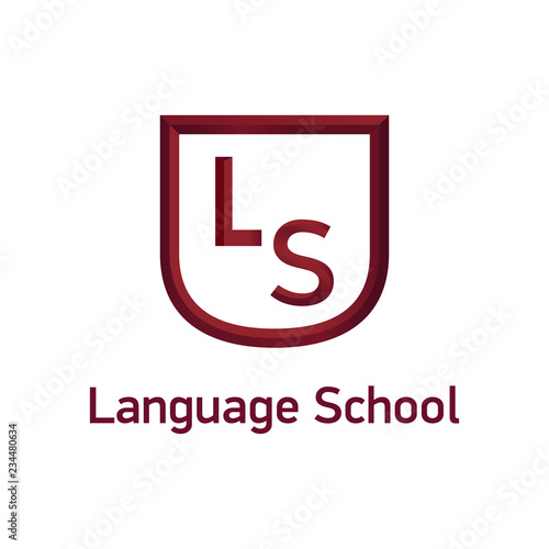 Vector logo template for language school. Education emblem, label, icon. EPS10. Creative design concept for linguistic or translation center, teacher.