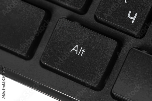 Black laptop keyboard close up