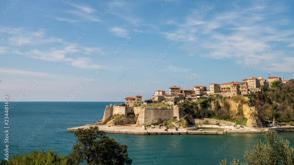 Ulcinj skyline timelapse lapse view of old town montenegro Ulcinj skyline timelapse lapse view of old town montenegro
