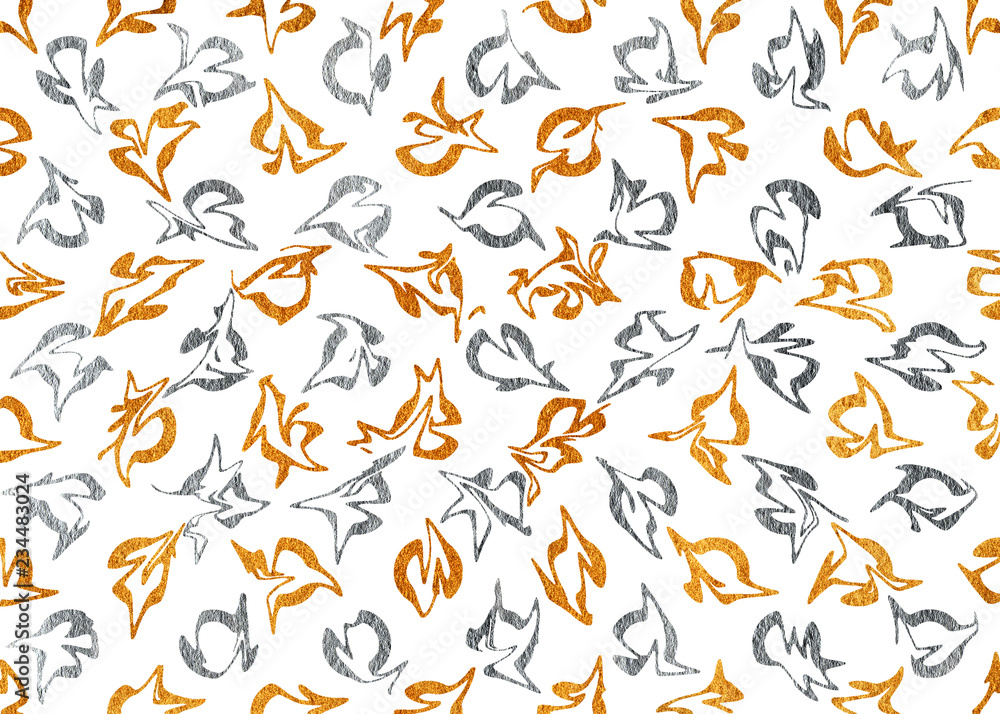 Golden and silver painted abstract pattern. Golden and silver painted abstract pattern.