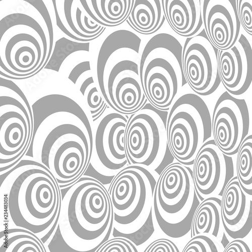 Black and white design. Abstract striped background. Optical illusion effect. Geometric tile in op art style. Vector illusive background, texture. Futuristic element, technologic design.