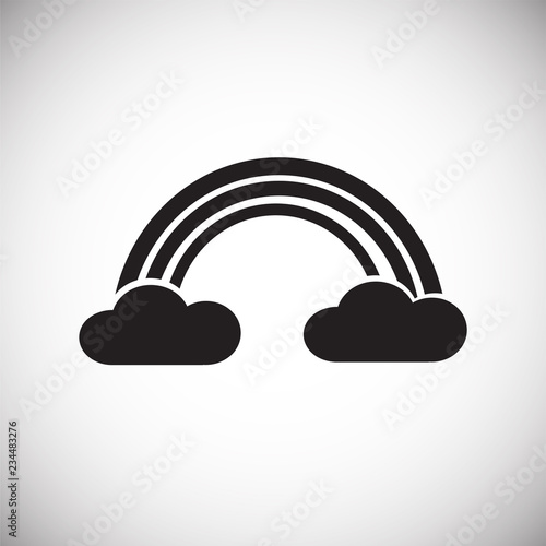 Rainbow in clouds on white background icon