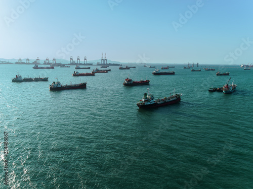 Oil Ship tanker or gas LPG parking in the sea for unload oil to refinery.
