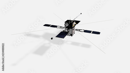 Fototapeta Naklejka Na Ścianę i Meble -  Satellite scientifico ARASE su fondo neutro, 3D rendering, illustrazione