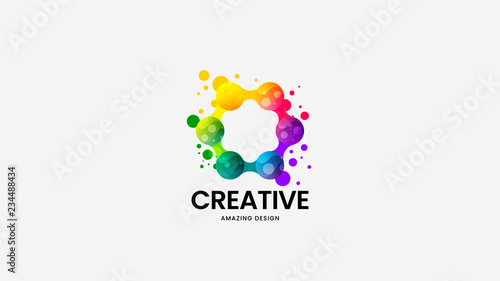 Creative abstract organic vector logo sign for corporate identity isolated on white. Premium quality logotype emblem illustration. Amazing fashion colorful natural and healthy badge design layout. photo