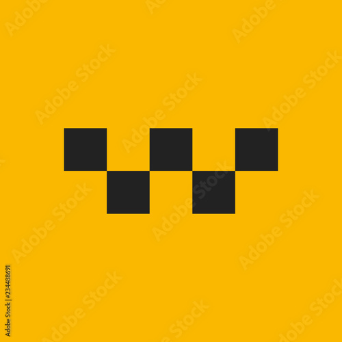 Taxi symbol. Cab vector icon. Auto taxi service sign design. Vector illustration on yellow background.