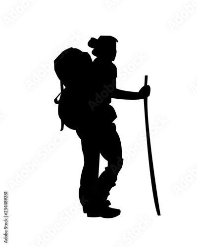 woman hiking silhouette vector