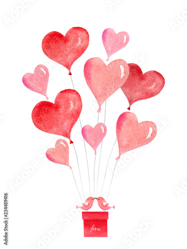 Happy Valentine's day watercolor vector illustration.