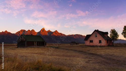 Sunrise on old barn at Mormon Row