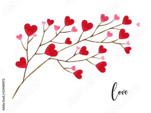Love Valentine s day watercolor vector illustration.