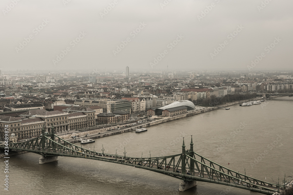 Budapest, Liberty Bridge, skyline