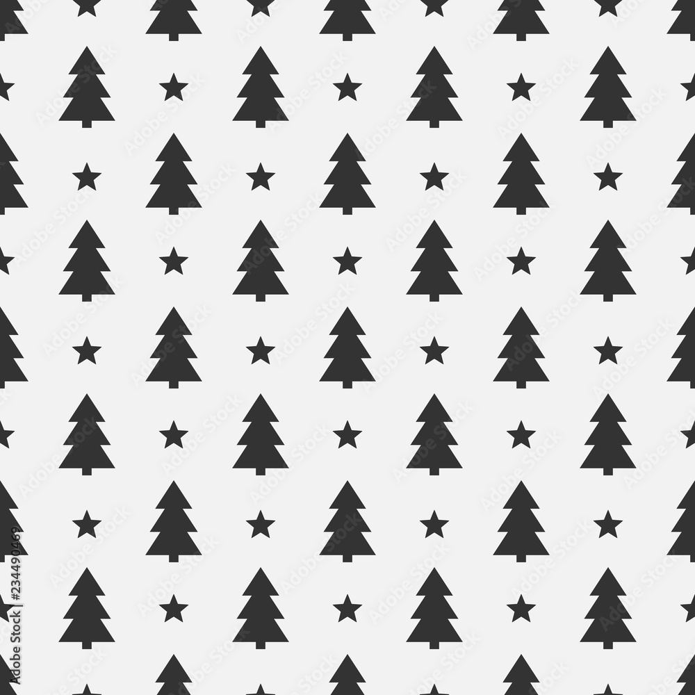 Christmas trees black seamless pattern