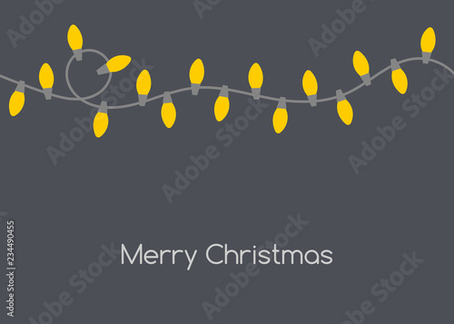 Christmas card with yellow lights shining in the dark