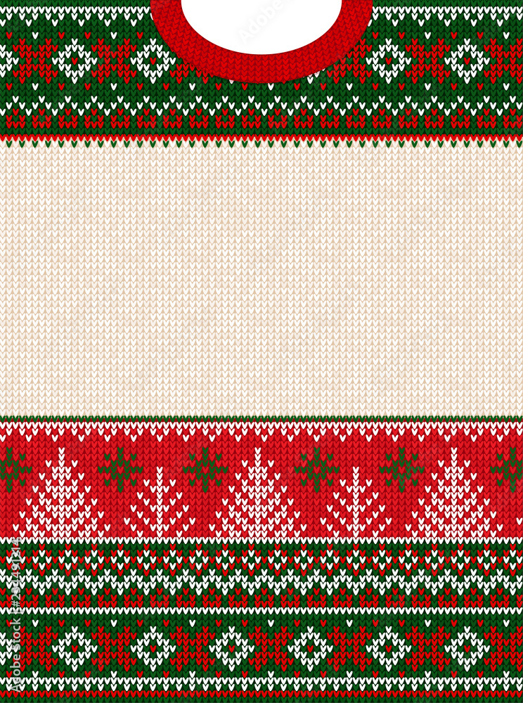 Ugly sweater Merry Christmas Happy New Year greeting card frame. Ugly sweater Merry Christmas Happy New Year greeting card frame.