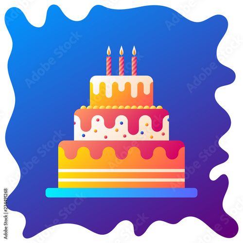 Festive cake gradient flat icon with fluid background.