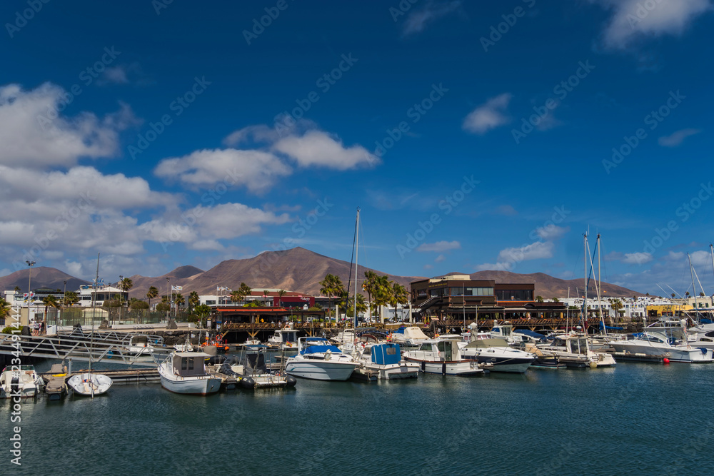 Canary islands lanzarote urban view water harbour