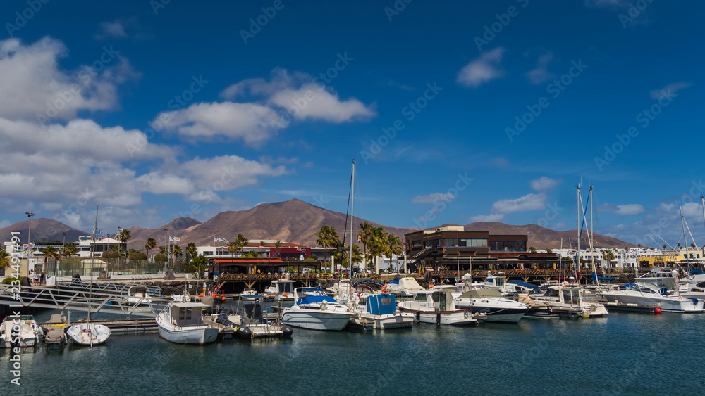 Canary islands lanzarote urban view water harbour