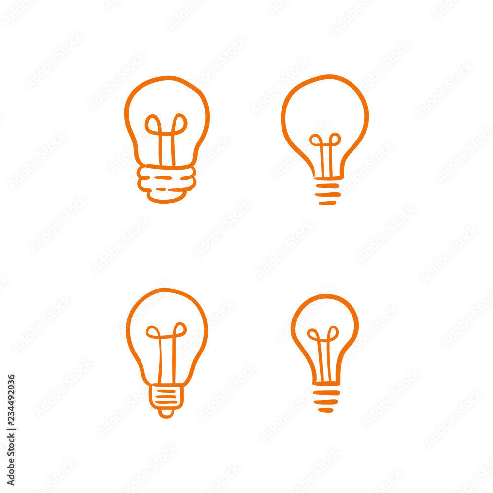 Idea symbol, light bulb doodle. Hand drawn vector illustration. Idea symbol, light bulb doodle. Hand drawn vector illustration.