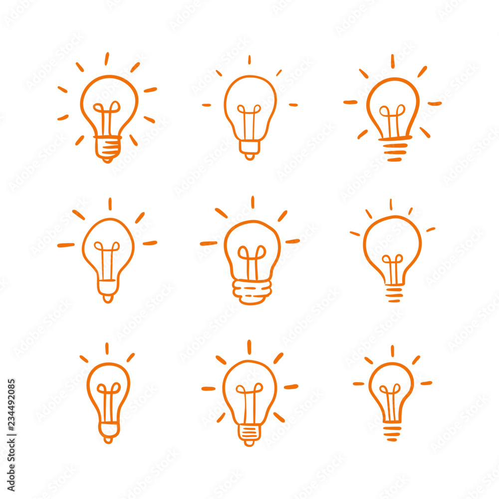 Idea symbol, light bulb doodle. Hand drawn vector illustration. Idea symbol, light bulb doodle. Hand drawn vector illustration.