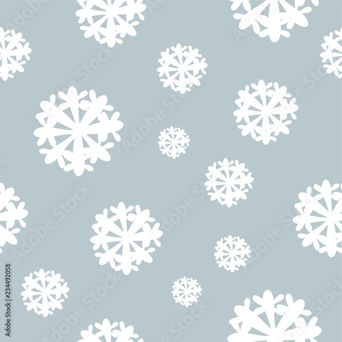 New year and merry christmas seamless pattern with snowflakes. Winter vector illustration. Festive, holiday background.