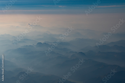 beautiful picturesque mountains from the height of a bird's eye