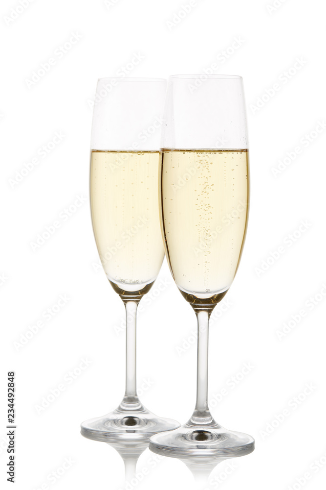 Two wineglasses with champagne