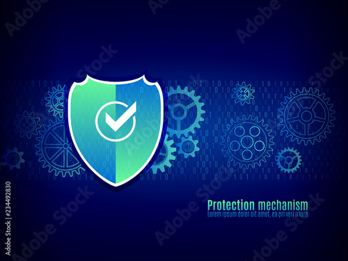 Protection mechanism system. Technology security concept. Modern safety digital background. Hi-tech vector illustration