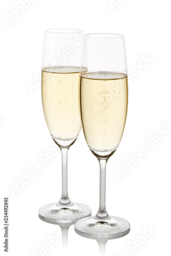 Two wineglasses with champagne