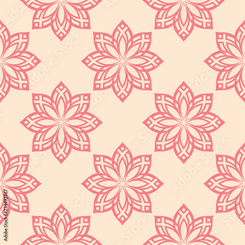 Red and beige floral seamless pattern