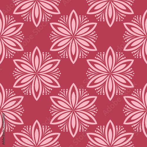 Floral seamless design on red background