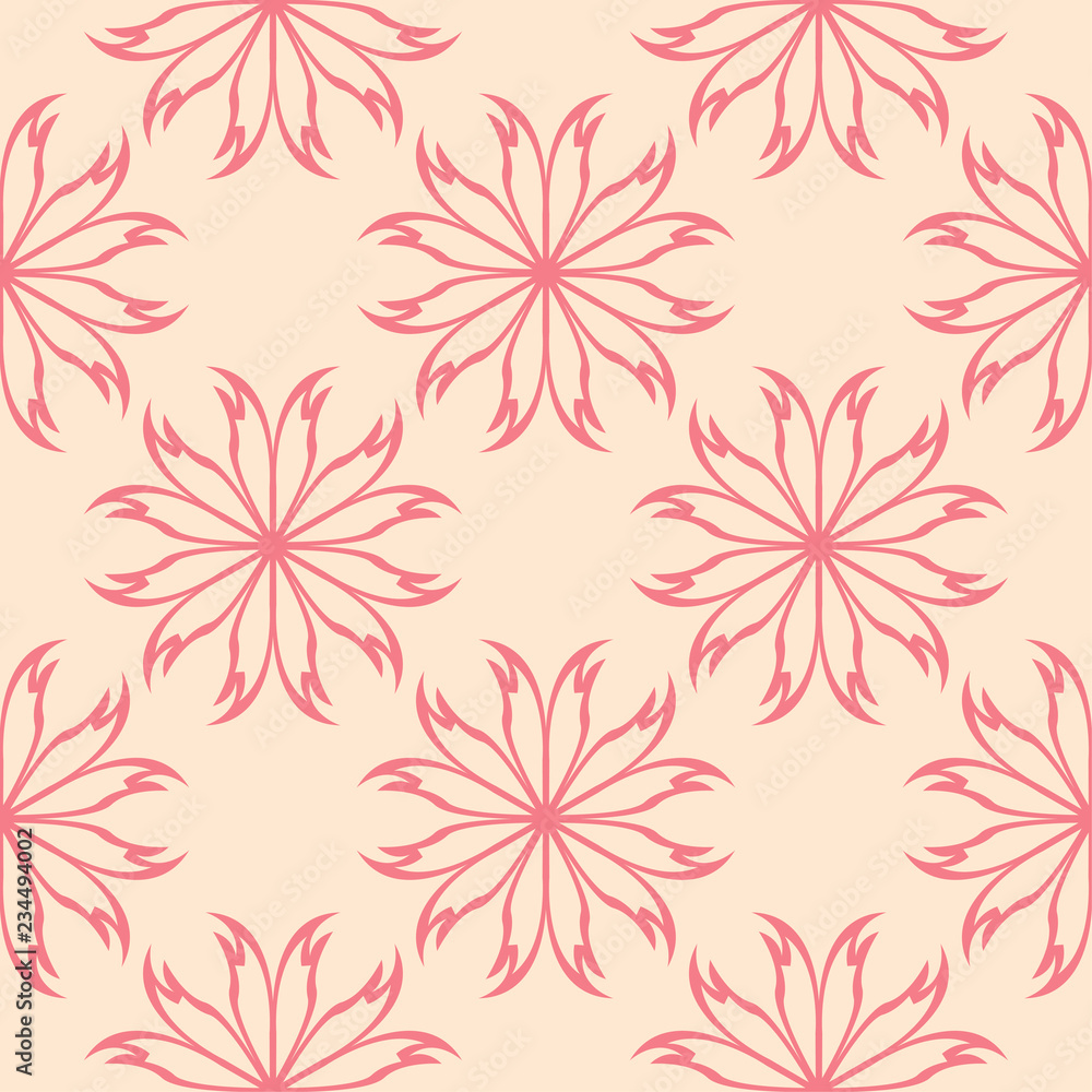 Red floral seamless pattern on beige background Red floral seamless pattern on beige background
