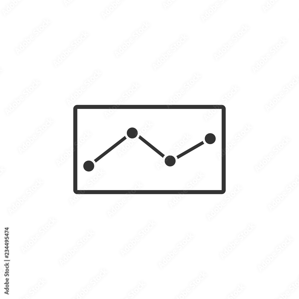 Graph down. Black Icon Flat on white background Graph down. Black Icon Flat on white background