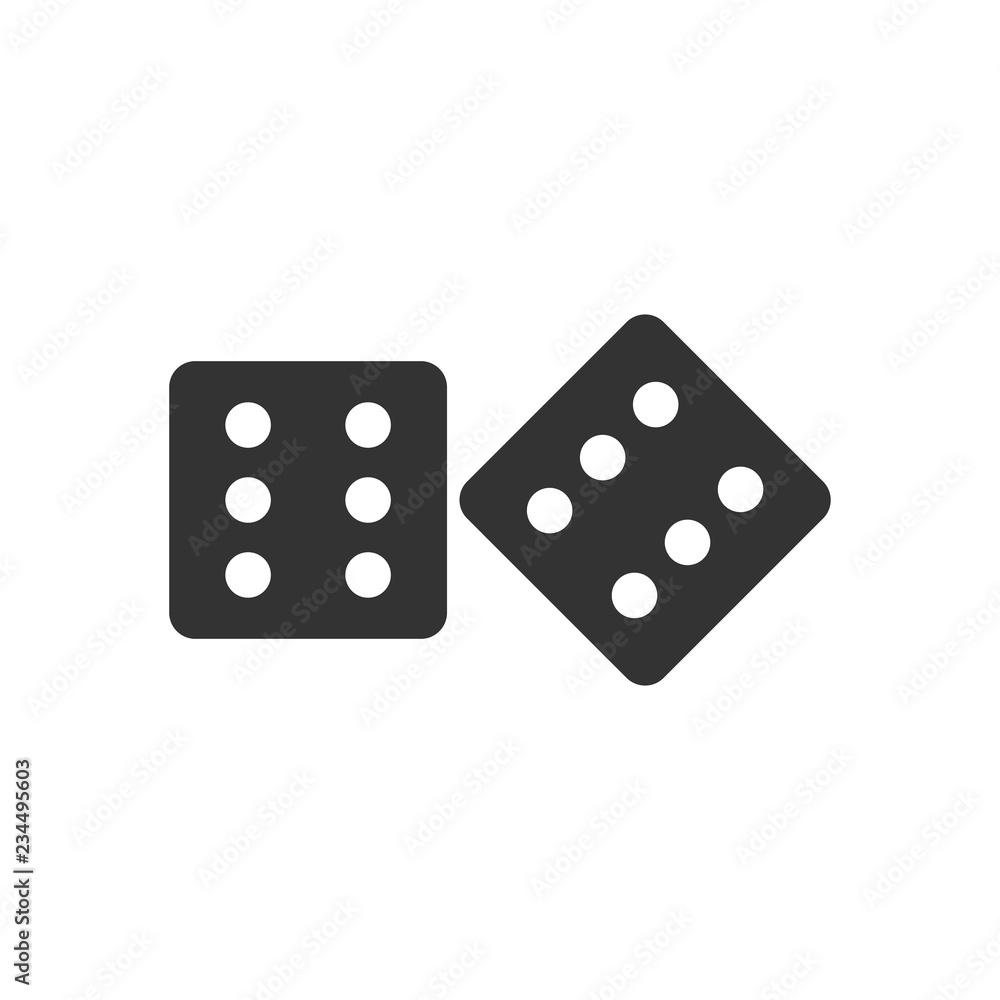 Dices. Black Icon Flat on white background Dices. Black Icon Flat on white background