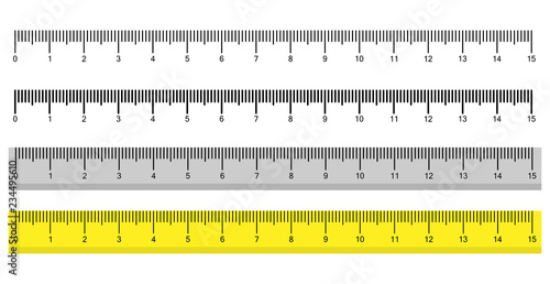 Vector set of metric rulers in flat style. Measuring scales.