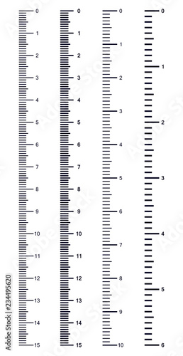 Vector set of metric rulers in flat style. Measuring scales.