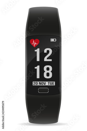 digital smart fitness watch bracelet with touchscreen stock vector illustration
