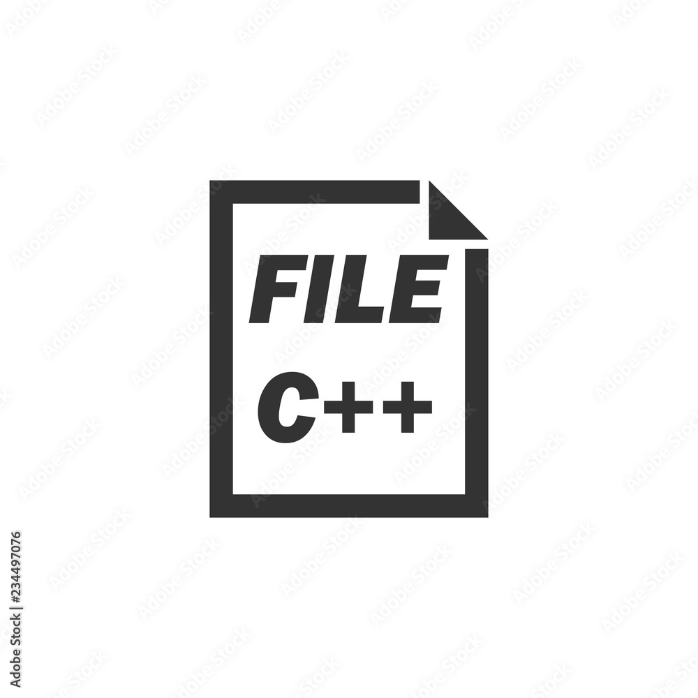 C Coding File. Black Icon Flat on white background C Coding File. Black Icon Flat on white background