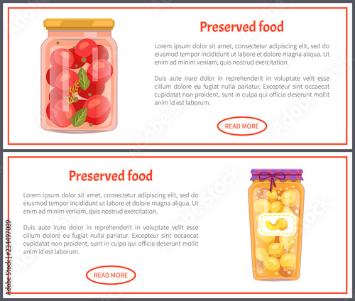 Preserved Food Banners with Tomatoes and Peaches