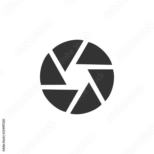 Aperture Diaphragm. Black Icon Flat on white background