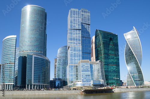 Moscow  Russia - April 9  2018  Towers of the Moscow international business center  Moscow-city 