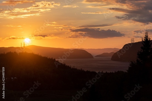 Beautiful sunset in the canadian fjords 