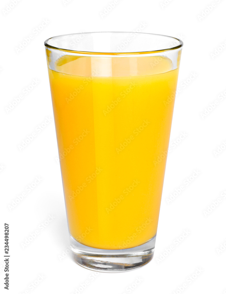Fresh orange juice in a drinking glass, top view. Healthy fruit juice, Isolated on white background. Fresh orange juice in a drinking glass, top view. Healthy fruit juice, Isolated on white background.