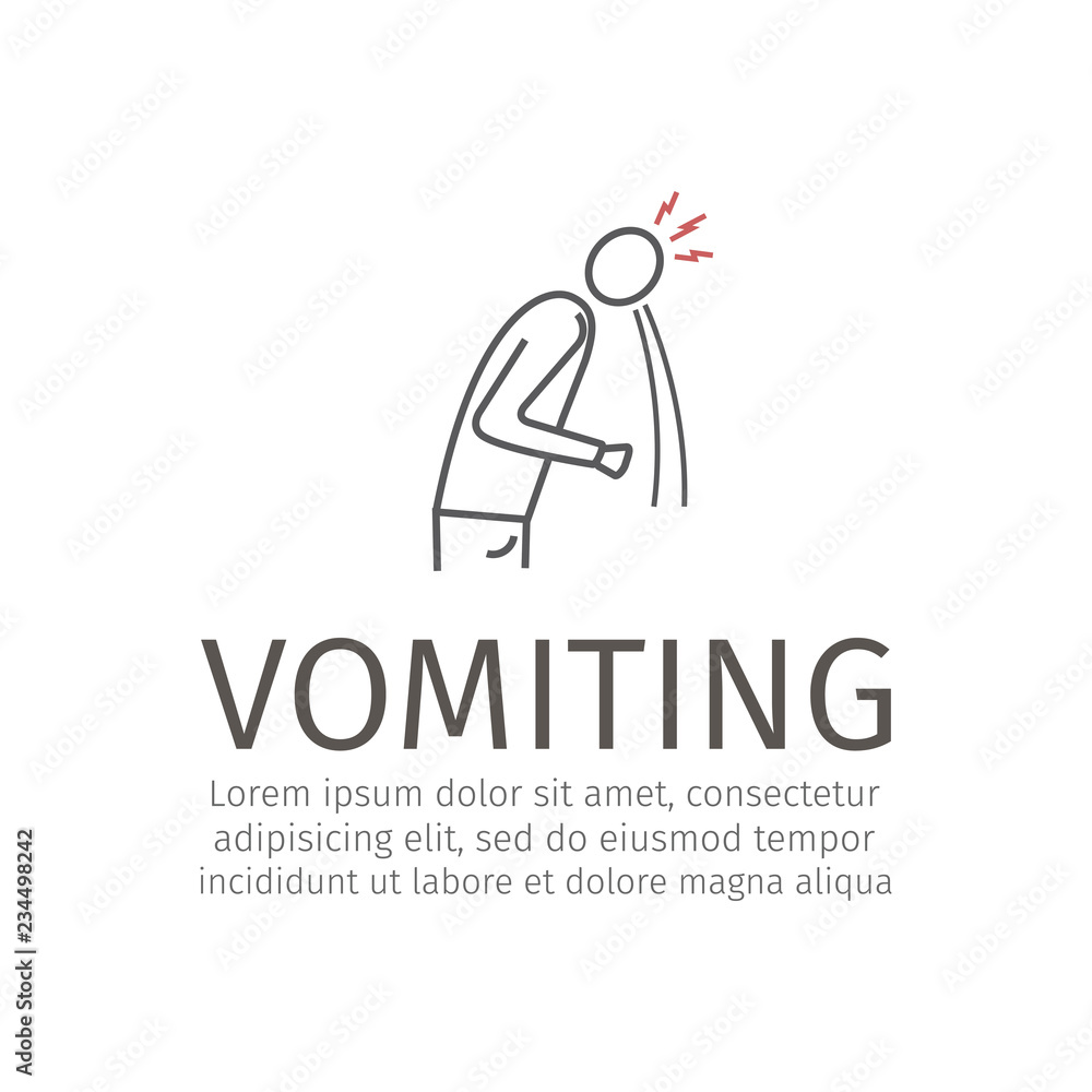 Vomiting line icon. Vector sign for web graphic. Vomiting line icon. Vector sign for web graphic.