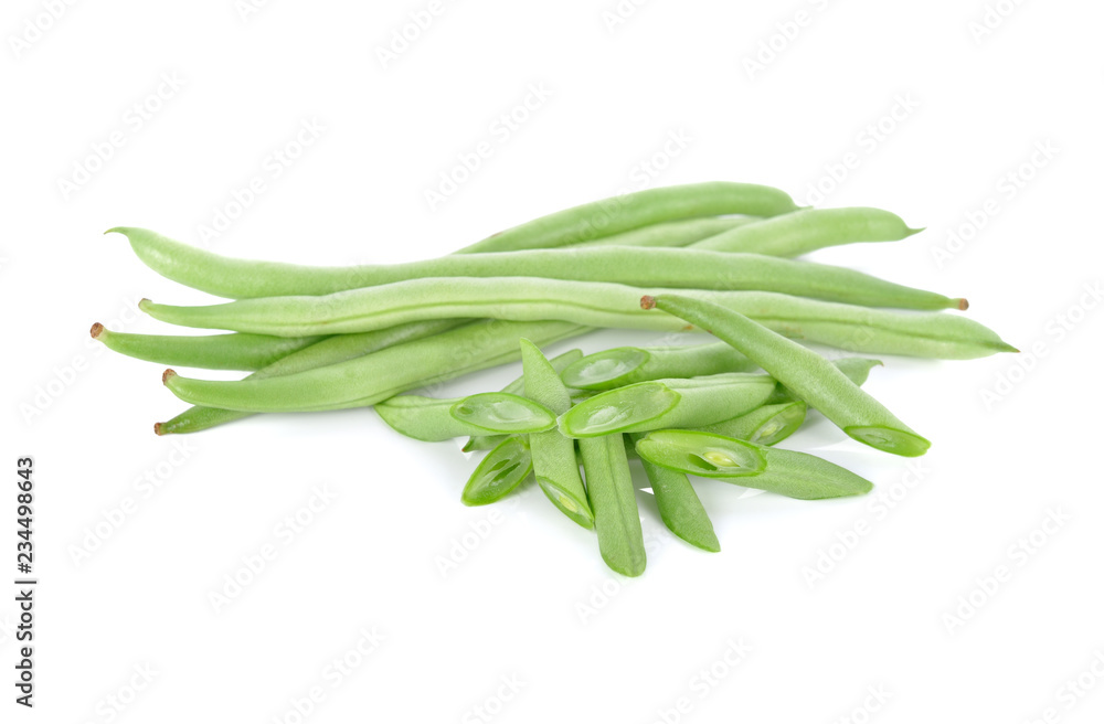 pile of fresh french bean on white background pile of fresh french bean on white background