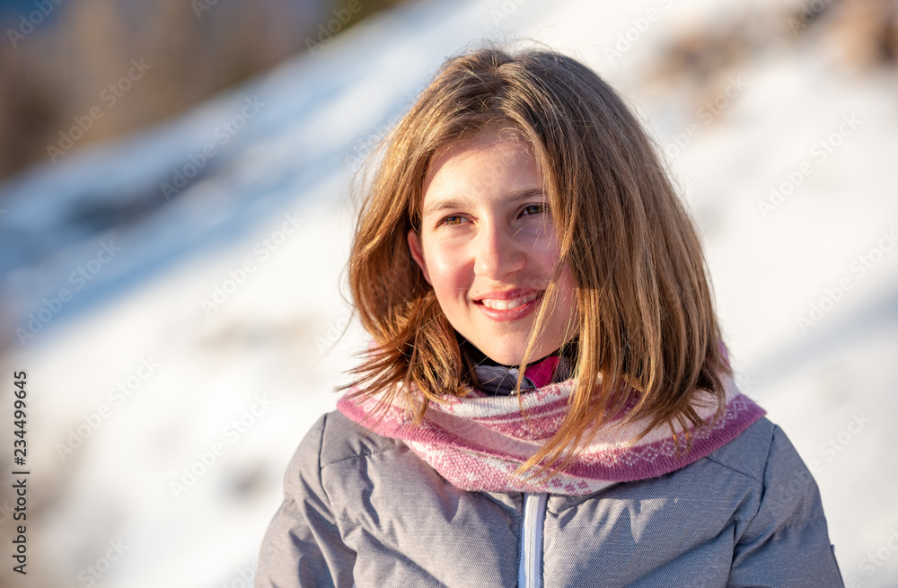 Little girl on holiday in the snow Little girl on holiday in the snow