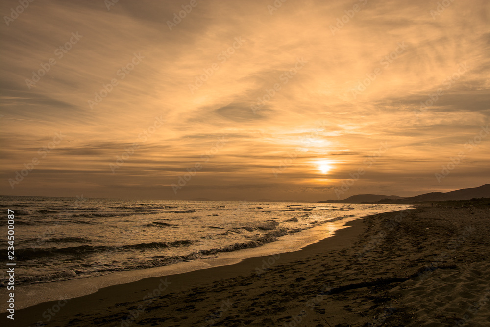Castiglione della Pescaia Tuscany, Italy - sunset on the beach