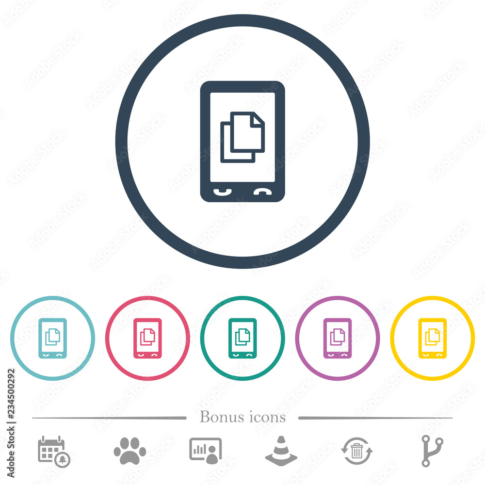 Mobile contact flat color icons in round outlines Mobile contact flat color icons in round outlines