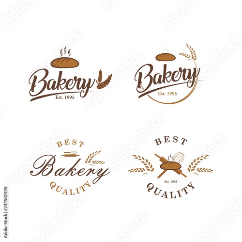 Bakery and Dessert Logo, Sign, Template, Emblem, Flat Vector Design Set