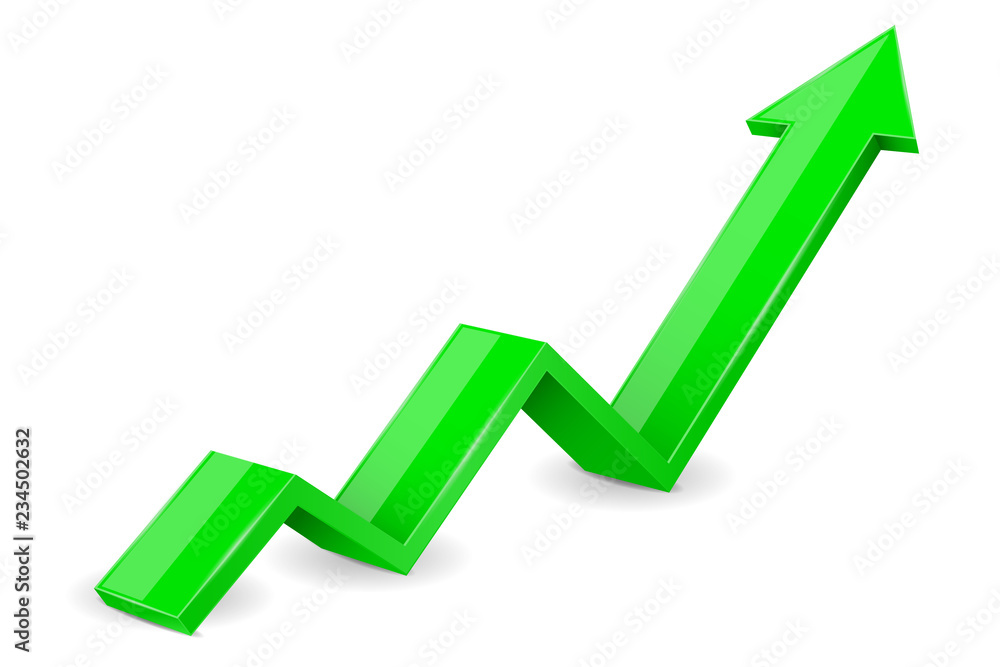 Green arrow. 3d UP financial graph Green arrow. 3d UP financial graph